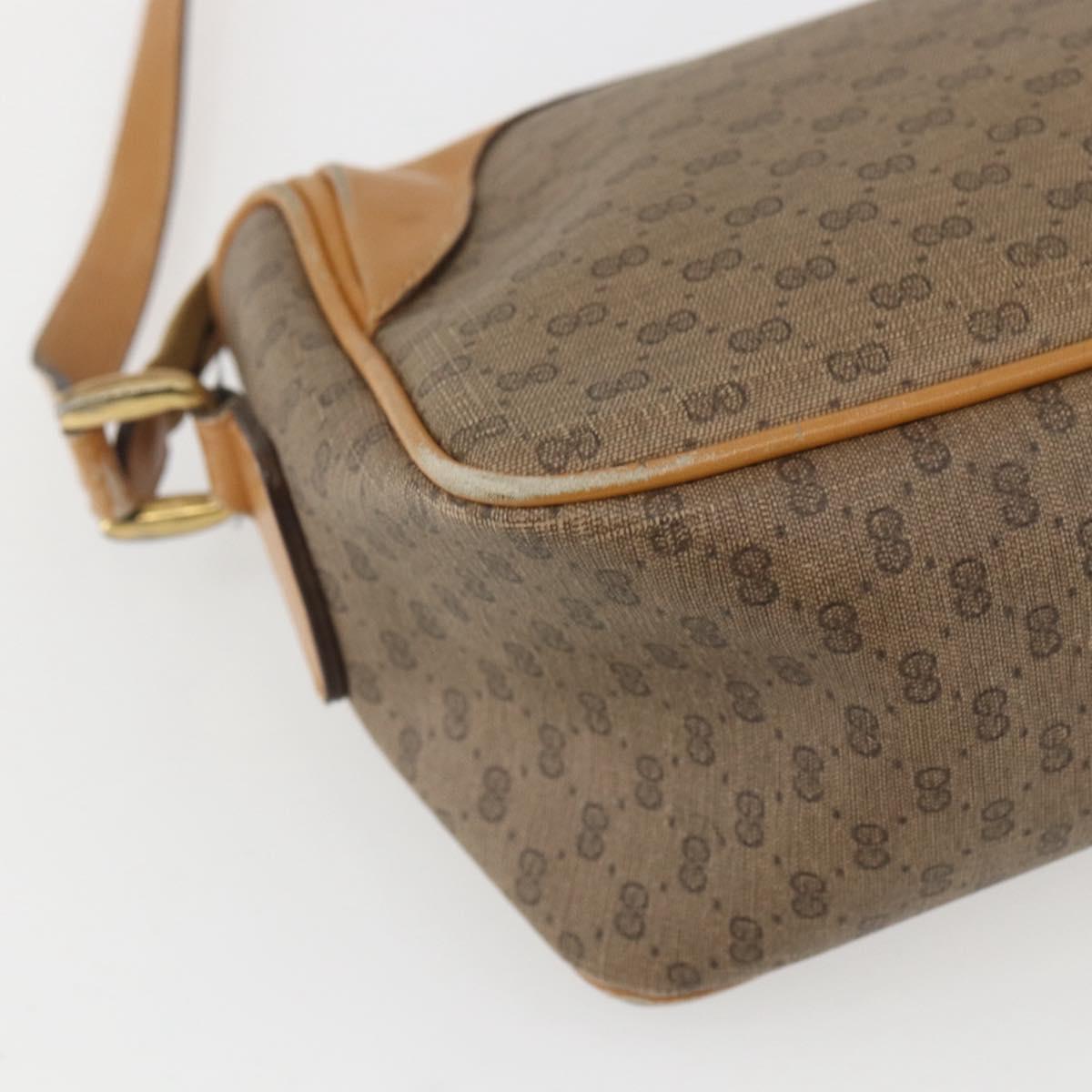 GUCCI Micro GG Supreme Shoulder Bag PVC Beige Gold Auth 160560