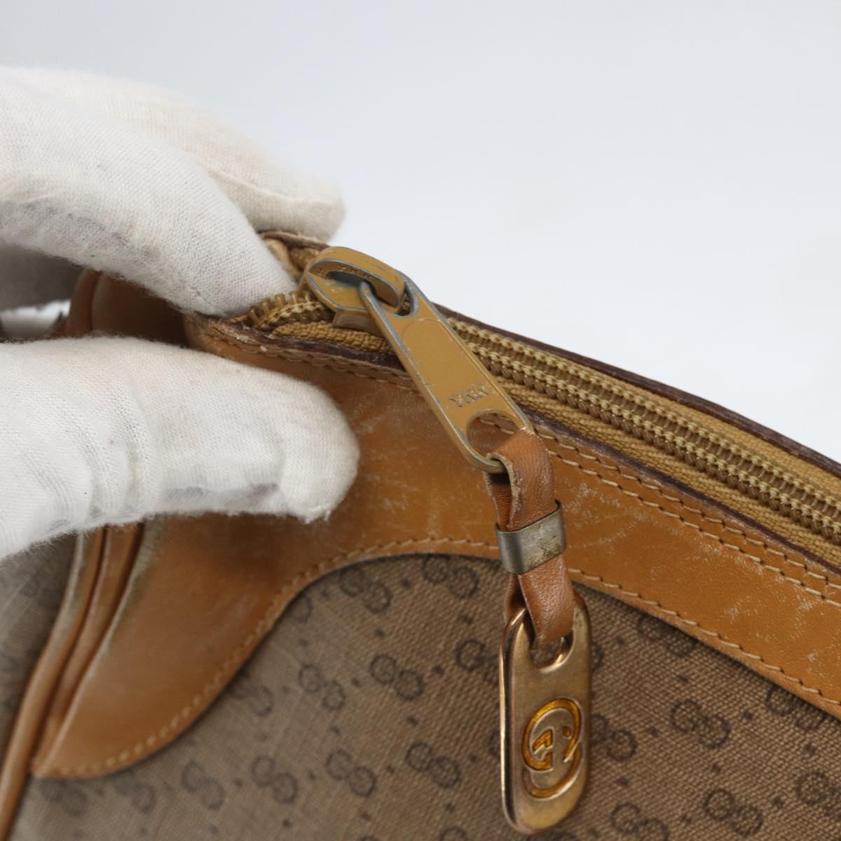 GUCCI Micro GG Supreme Shoulder Bag PVC Beige Gold Auth 160560