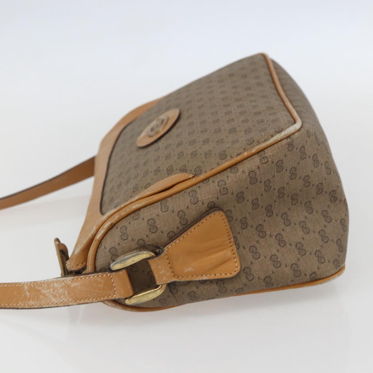 GUCCI Micro GG Supreme Shoulder Bag PVC Beige Gold Auth 160560