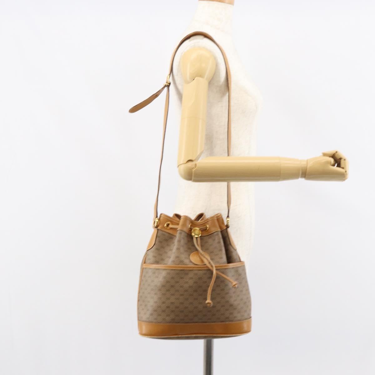 GUCCI Micro GG Supreme Shoulder Bag PVC Beige Gold Auth 160561