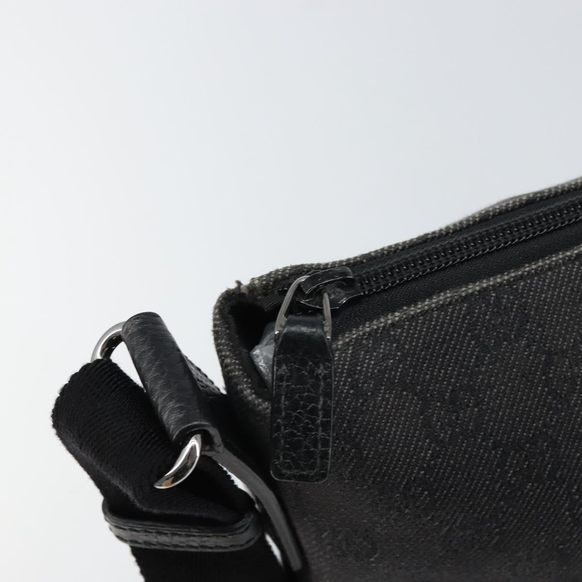 GUCCI GG Canvas Shoulder Bag Black Silver 374411 Auth 160564
