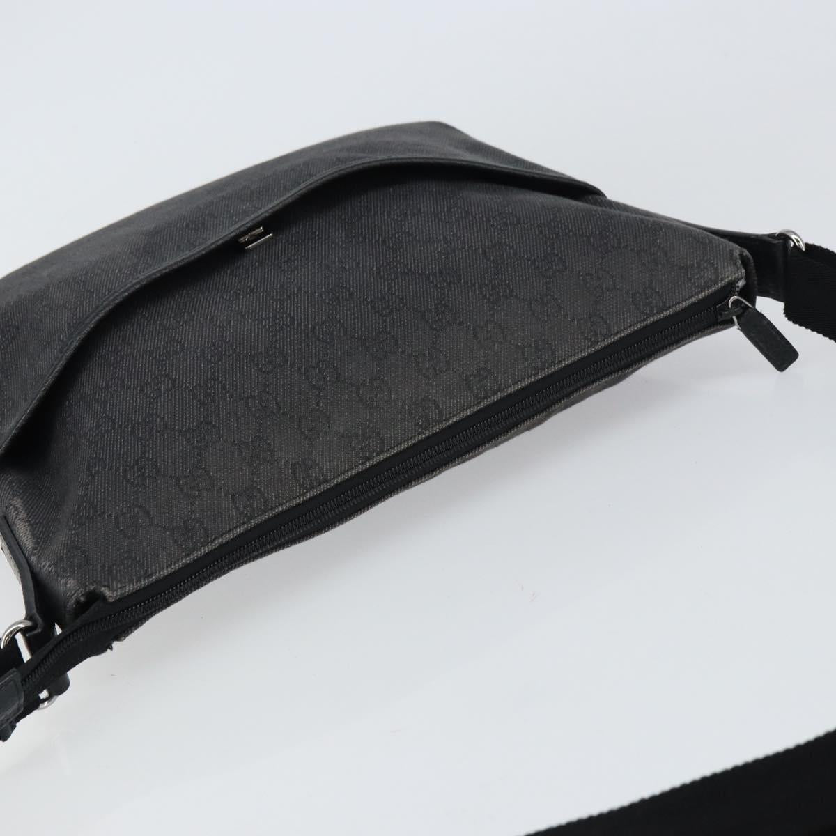 GUCCI GG Canvas Shoulder Bag Black Silver 374411 Auth 160564