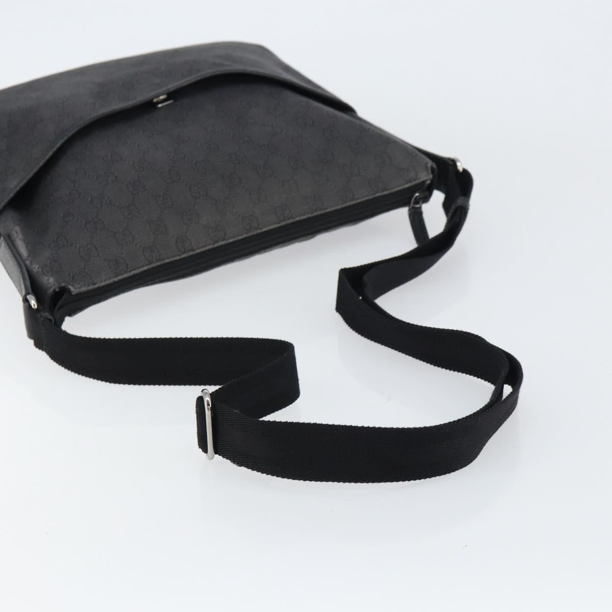 GUCCI GG Canvas Shoulder Bag Black Silver 374411 Auth 160564