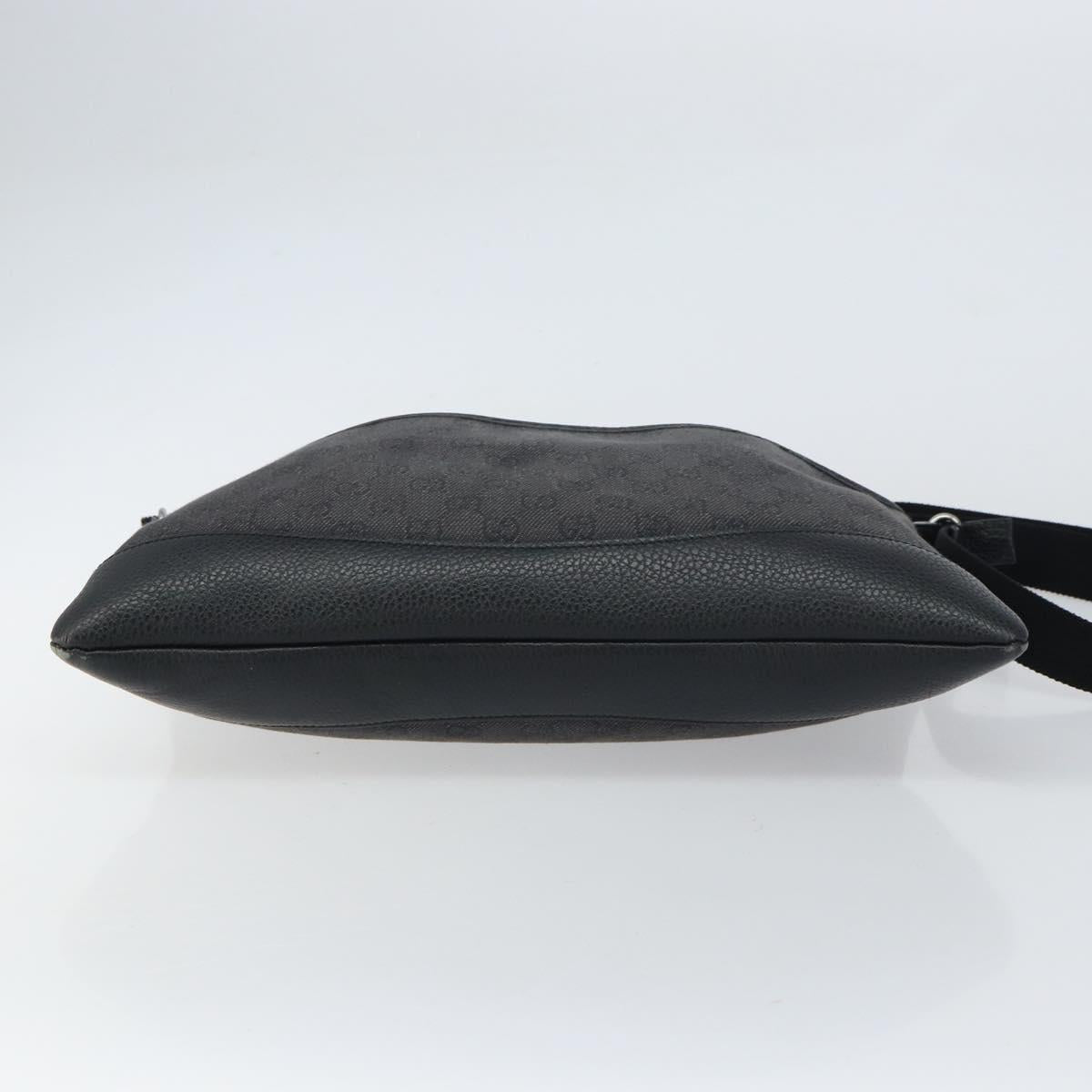 GUCCI GG Canvas Shoulder Bag Black Silver 374411 Auth 160564