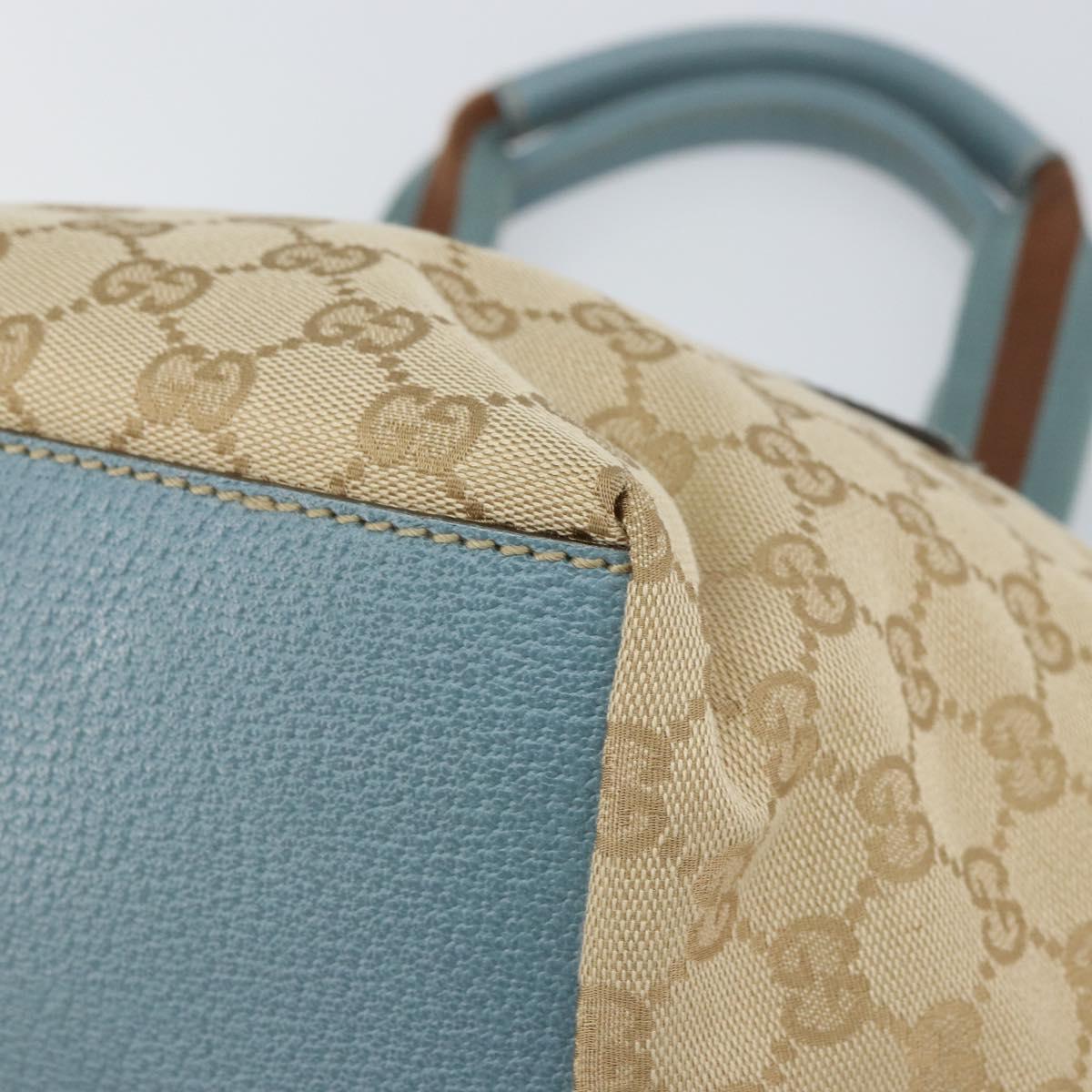 GUCCI GG Canvas Hand Bag Beige Silver 131228 Auth 160569