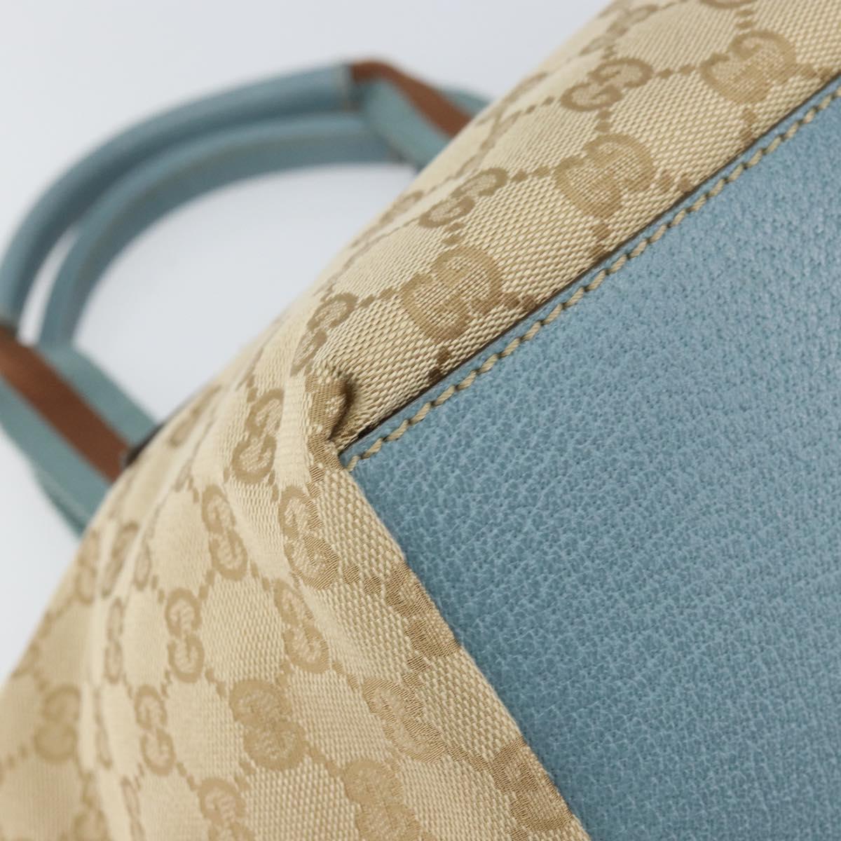 GUCCI GG Canvas Hand Bag Beige Silver 131228 Auth 160569