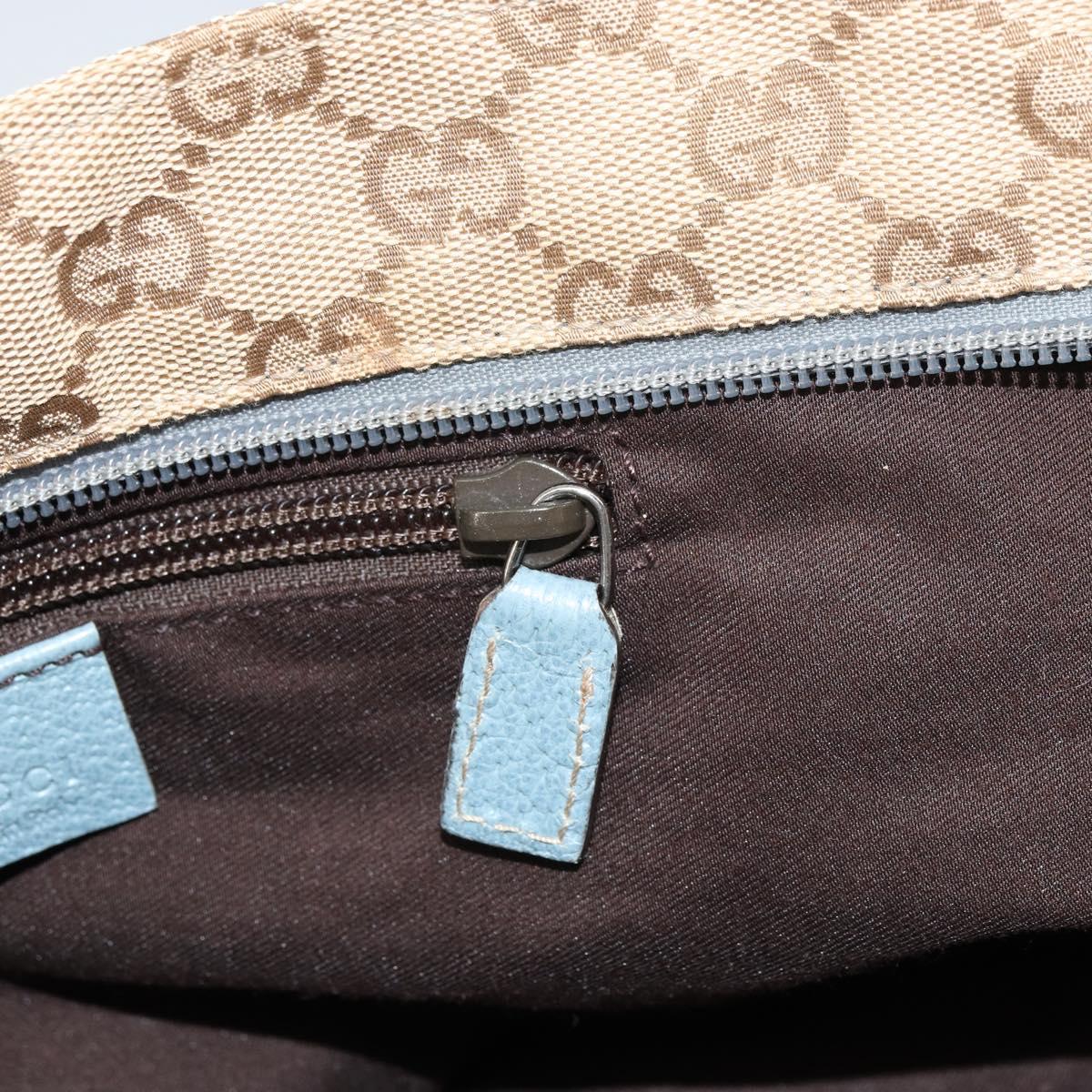 GUCCI GG Canvas Hand Bag Beige Silver 131228 Auth 160569
