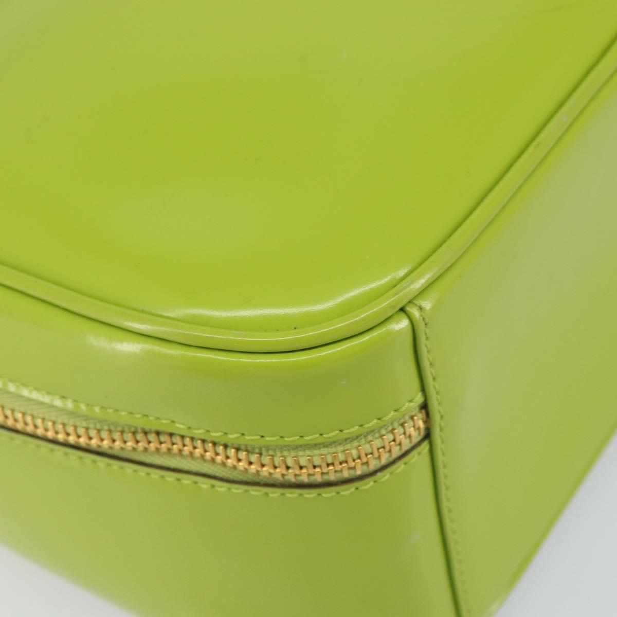 GUCCI Bamboo Hand Bag Enamel 2way Green Gold 000 2040 0323 Auth 160576