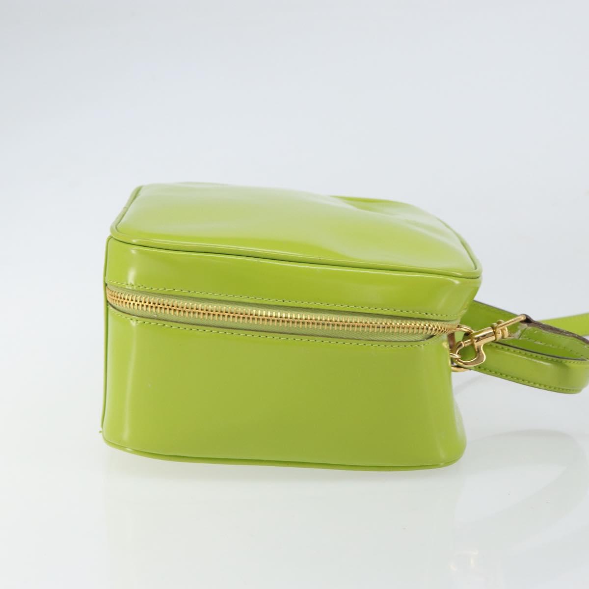 GUCCI Bamboo Hand Bag Enamel 2way Green Gold 000 2040 0323 Auth 160576