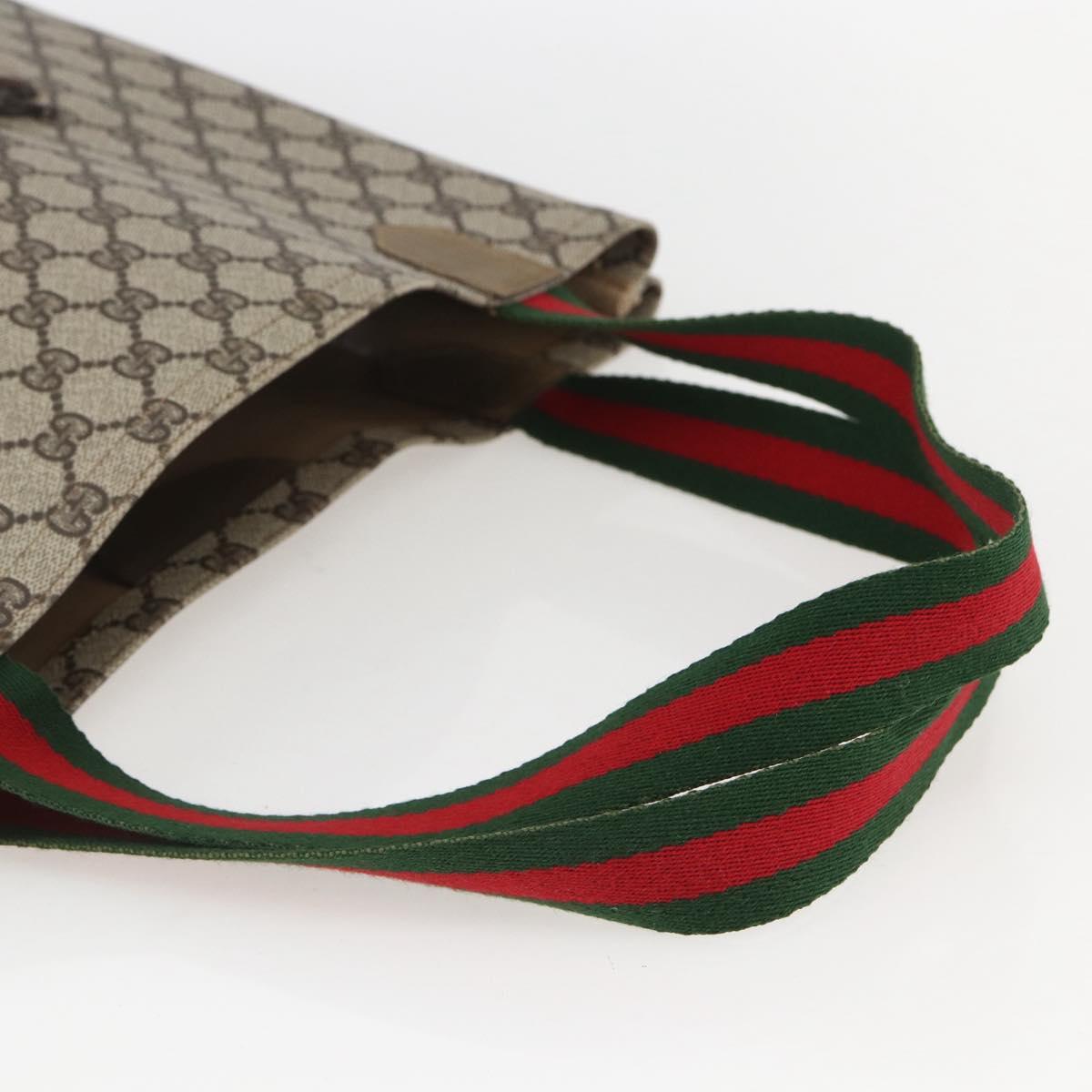 GUCCI GG Supreme Web Sherry Line Tote Bag PVC Beige Red Auth 160581