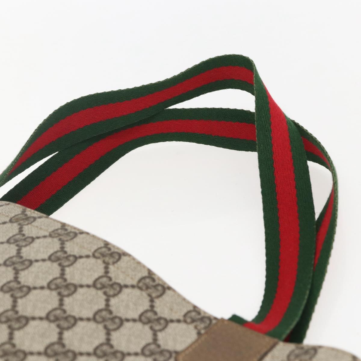 GUCCI GG Supreme Web Sherry Line Tote Bag PVC Beige Red Auth 160581