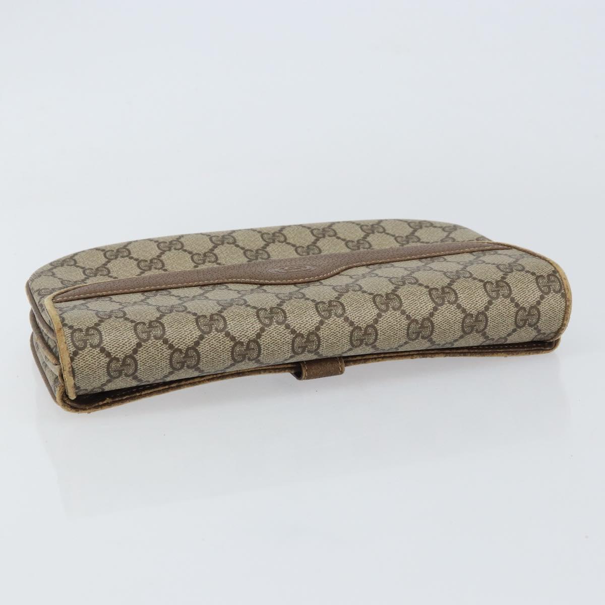 GUCCI GG Supreme Clutch Bag PVC Beige Gold 004 106 0024 Auth 160587