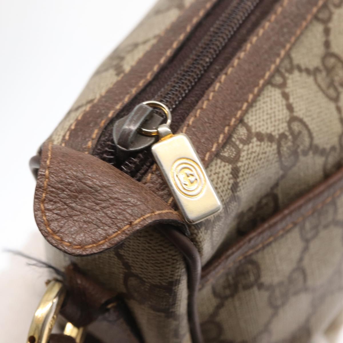 GUCCI GG Supreme Web Sherry Line Bag PVC Beige Gold 001 904 2032 Auth 160592