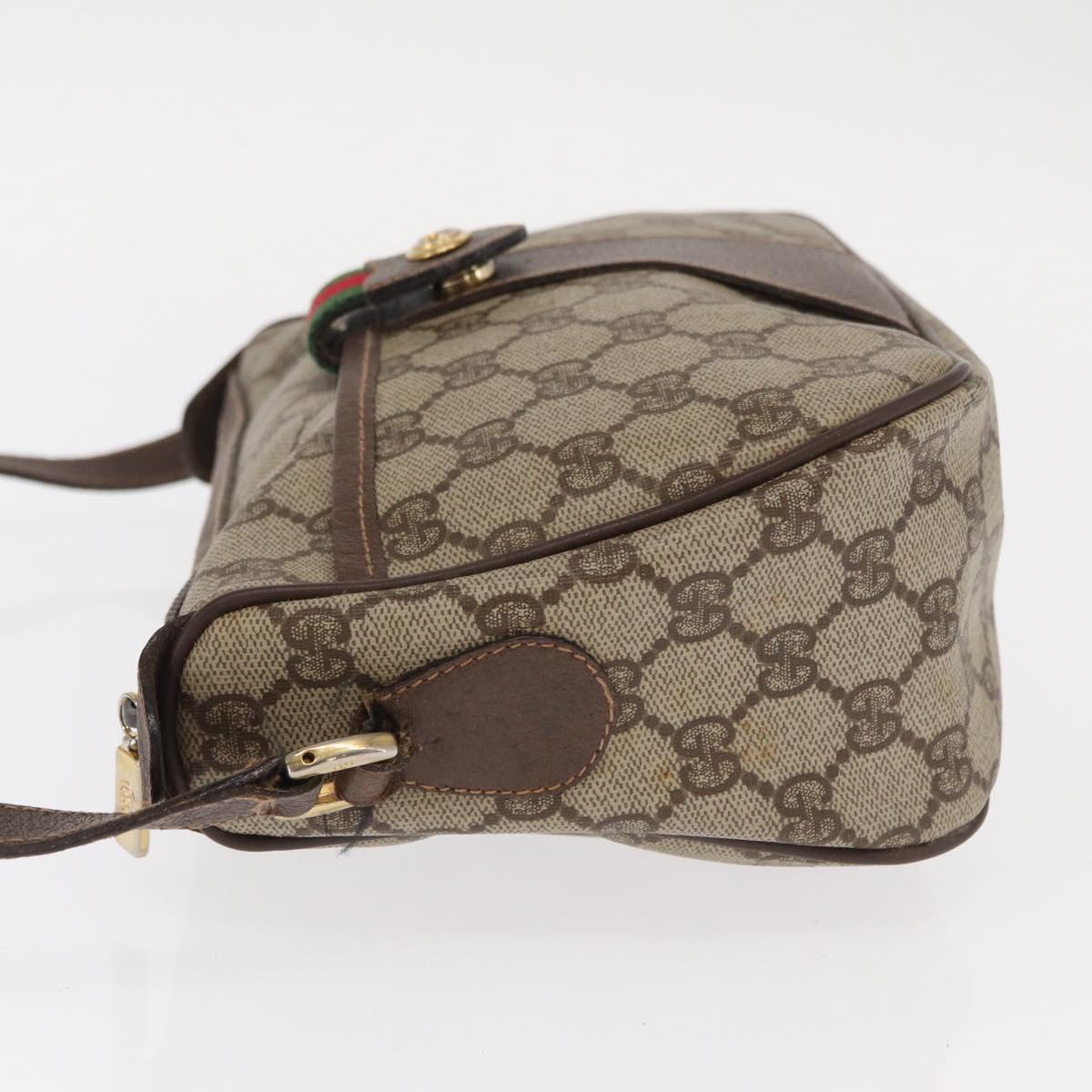 GUCCI GG Supreme Web Sherry Line Bag PVC Beige Gold 001 904 2032 Auth 160592