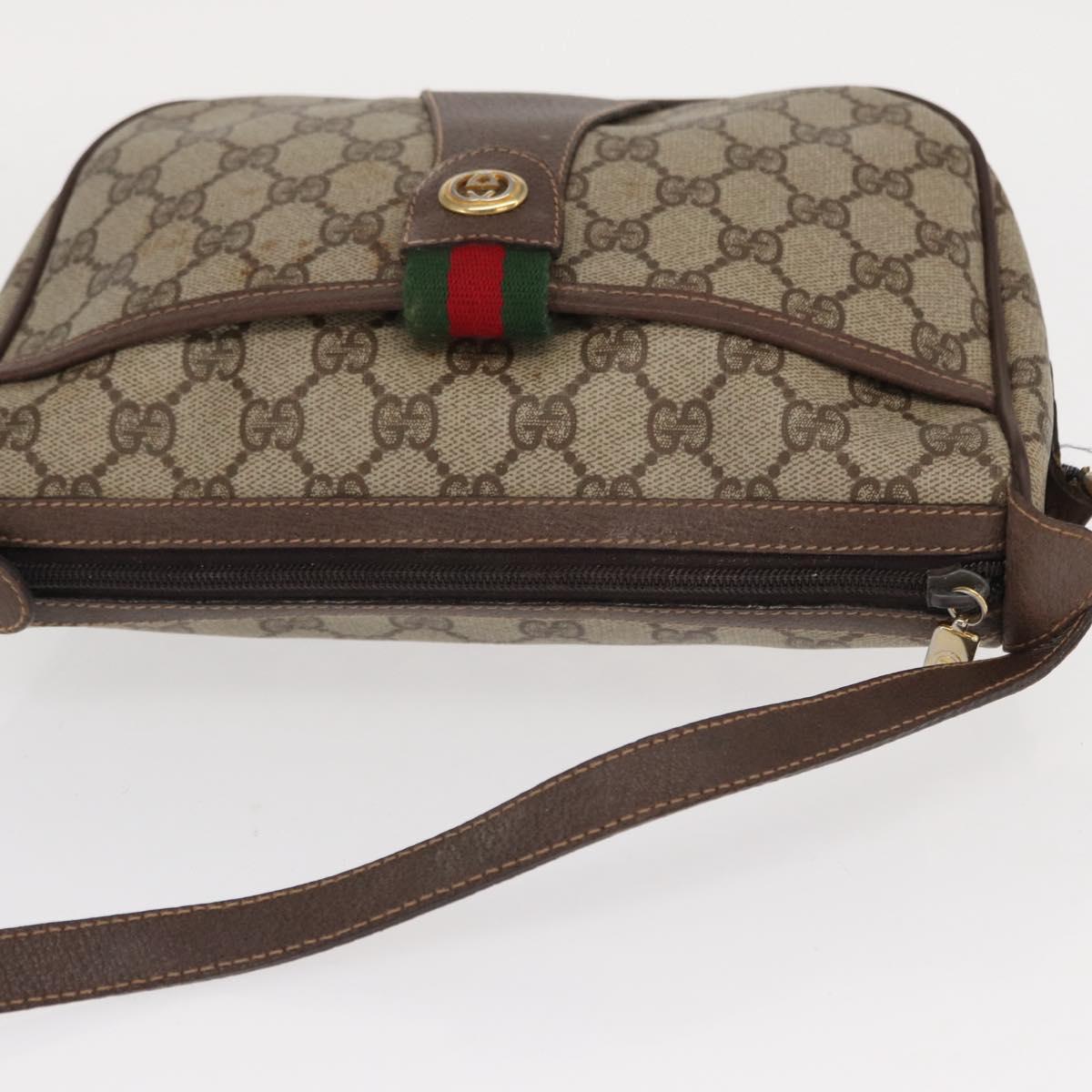 GUCCI GG Supreme Web Sherry Line Bag PVC Beige Gold 001 904 2032 Auth 160592