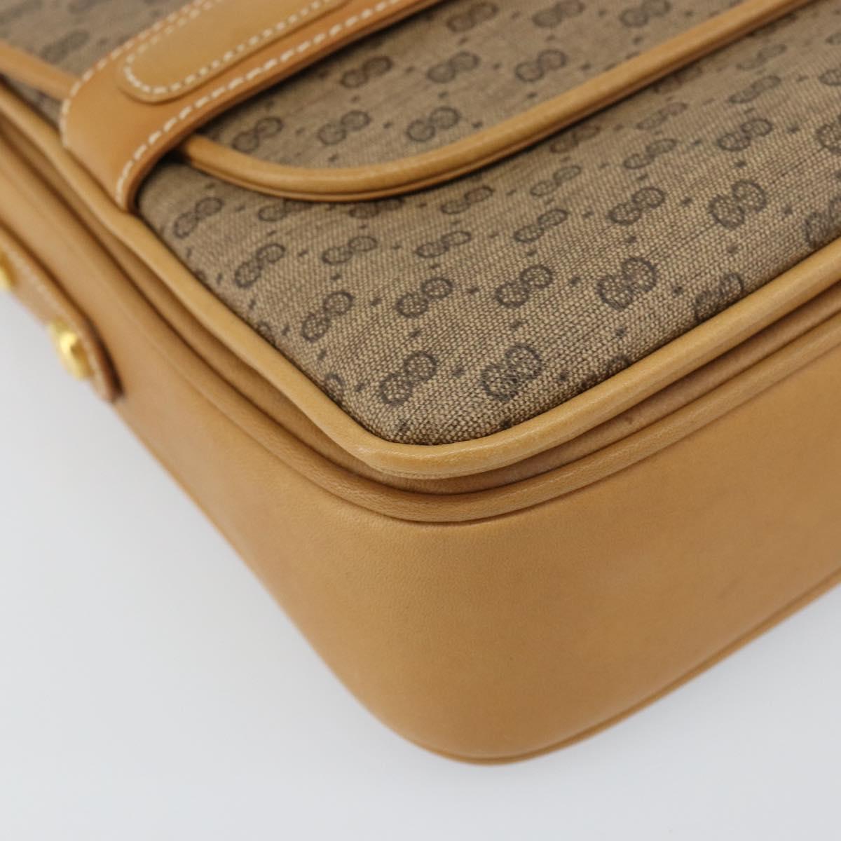 GUCCI Micro GG Supreme Shoulder Bag PVC Beige Gold Auth 160593