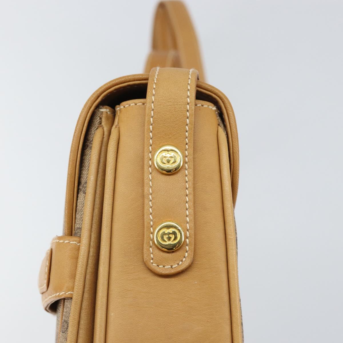 GUCCI Micro GG Supreme Shoulder Bag PVC Beige Gold Auth 160593