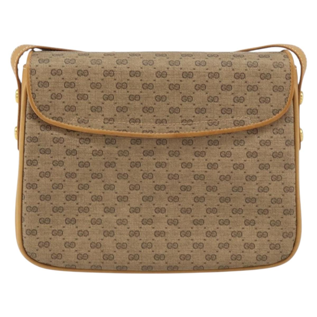 GUCCI Micro GG Supreme Shoulder Bag PVC Beige Gold Auth 160593