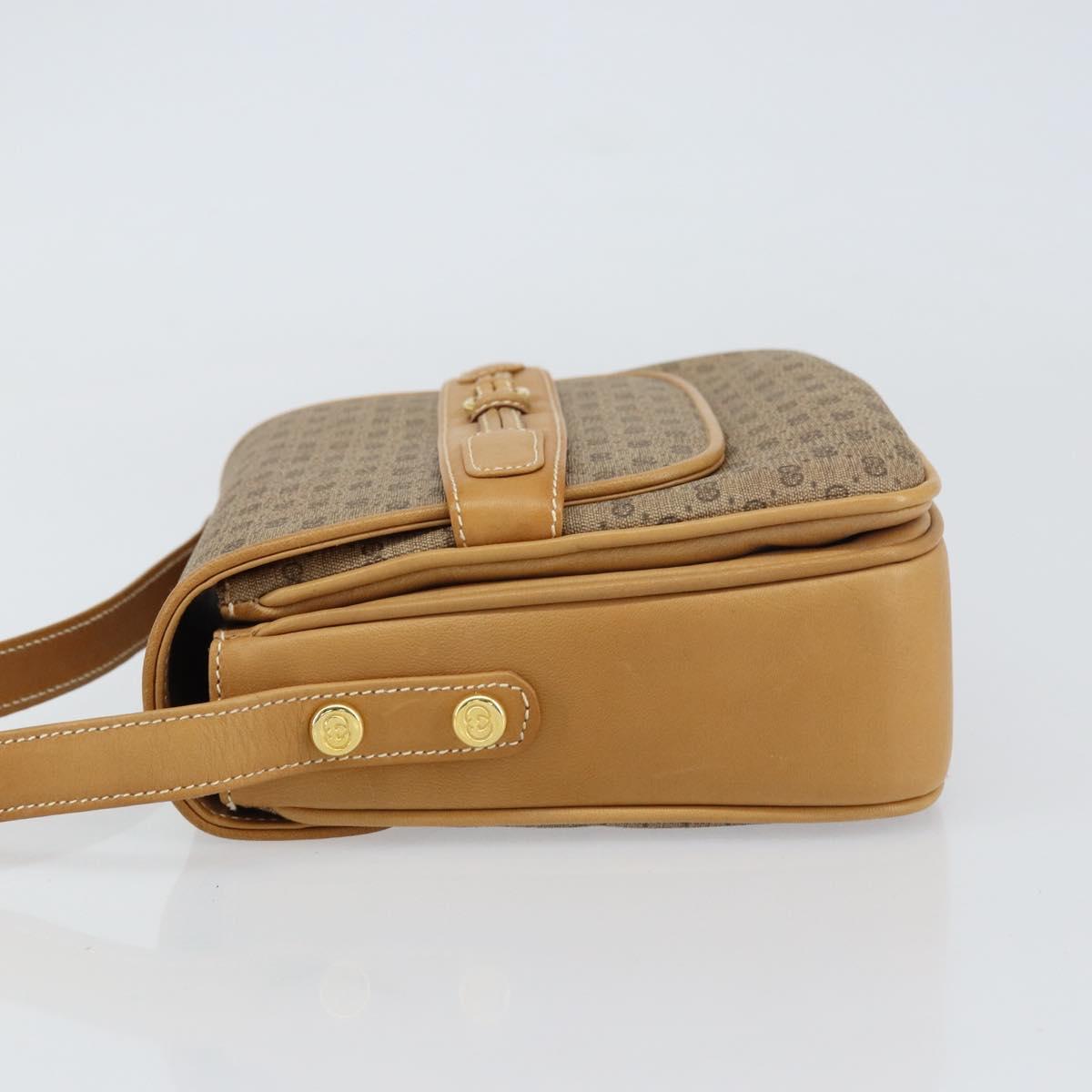 GUCCI Micro GG Supreme Shoulder Bag PVC Beige Gold Auth 160593