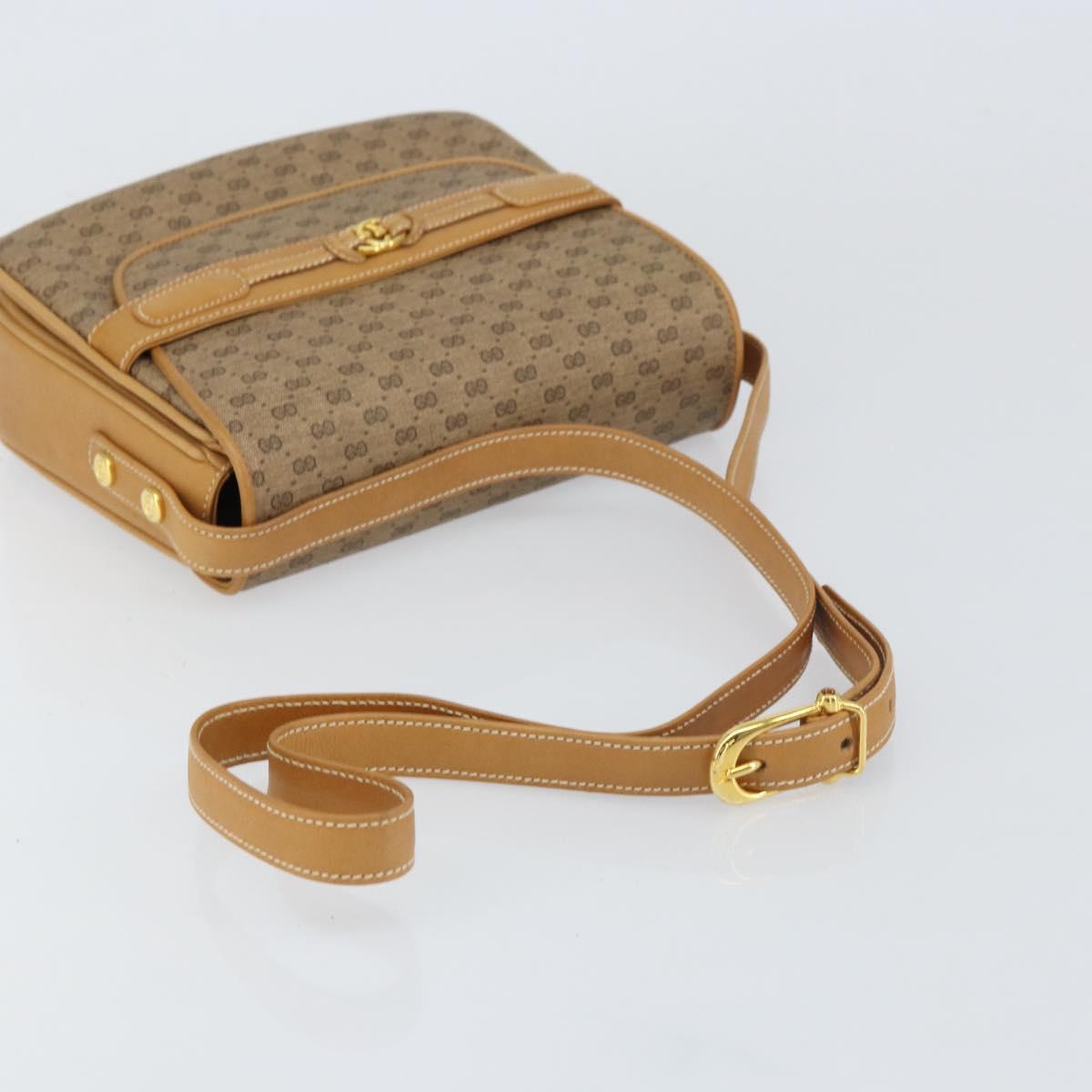GUCCI Micro GG Supreme Shoulder Bag PVC Beige Gold Auth 160593