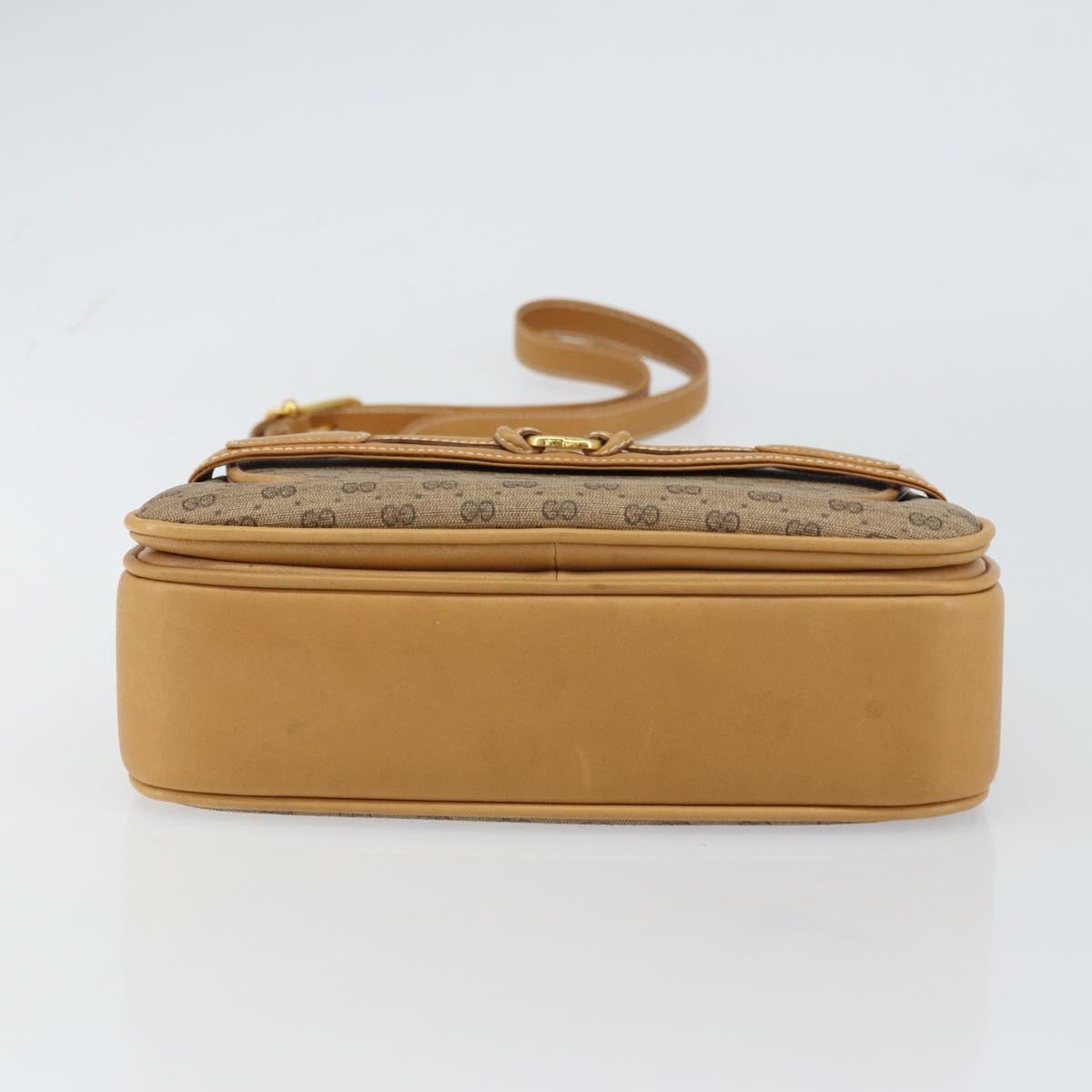 GUCCI Micro GG Supreme Shoulder Bag PVC Beige Gold Auth 160593