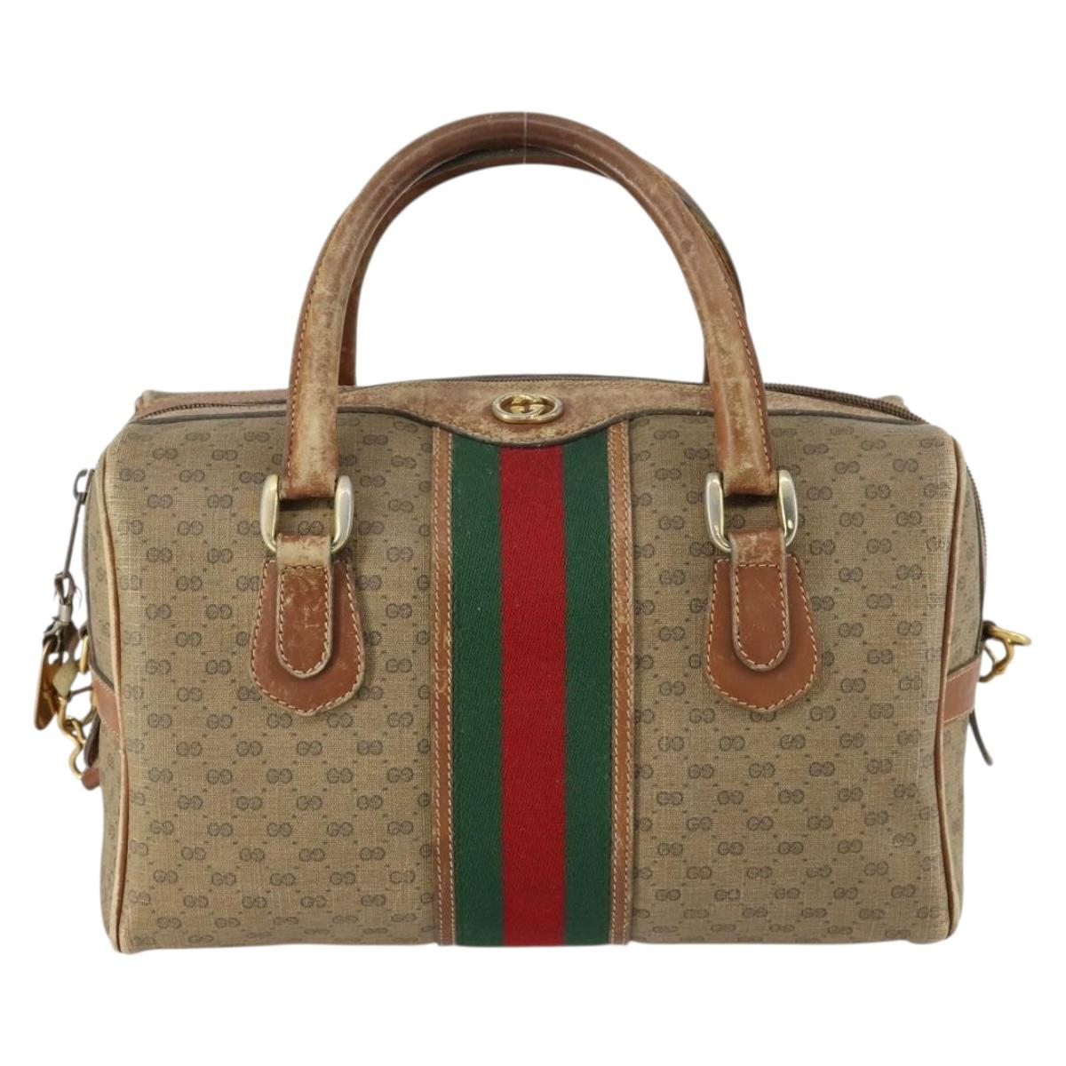 GUCCI Micro GG Supreme Web Sherry Line Bag PVC Beige 002 58 4422 Auth 160595