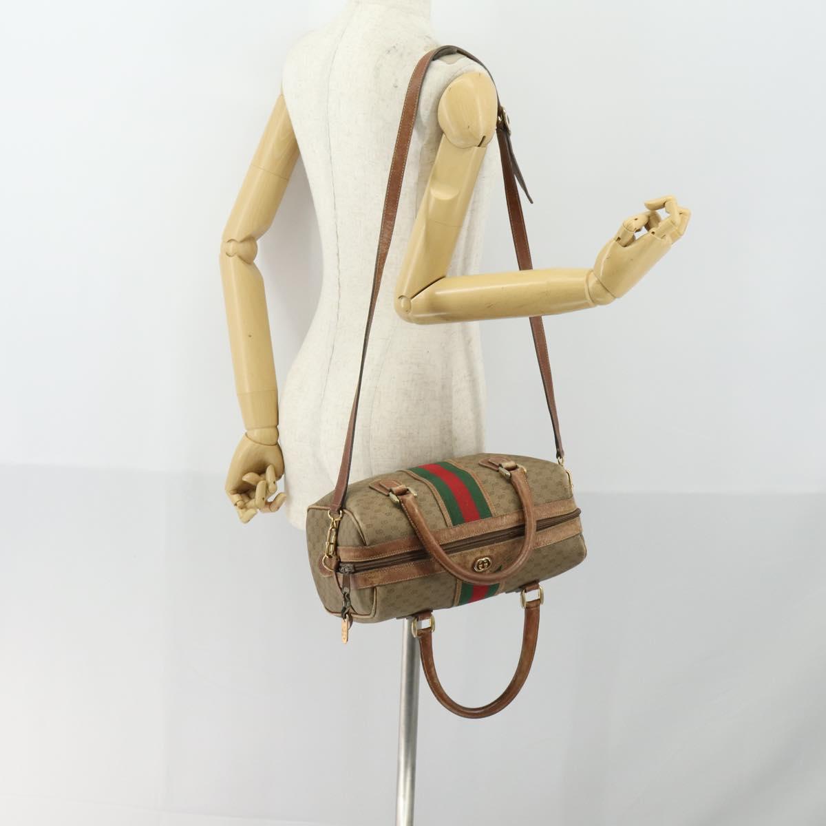 GUCCI Micro GG Supreme Web Sherry Line Bag PVC Beige 002 58 4422 Auth 160595