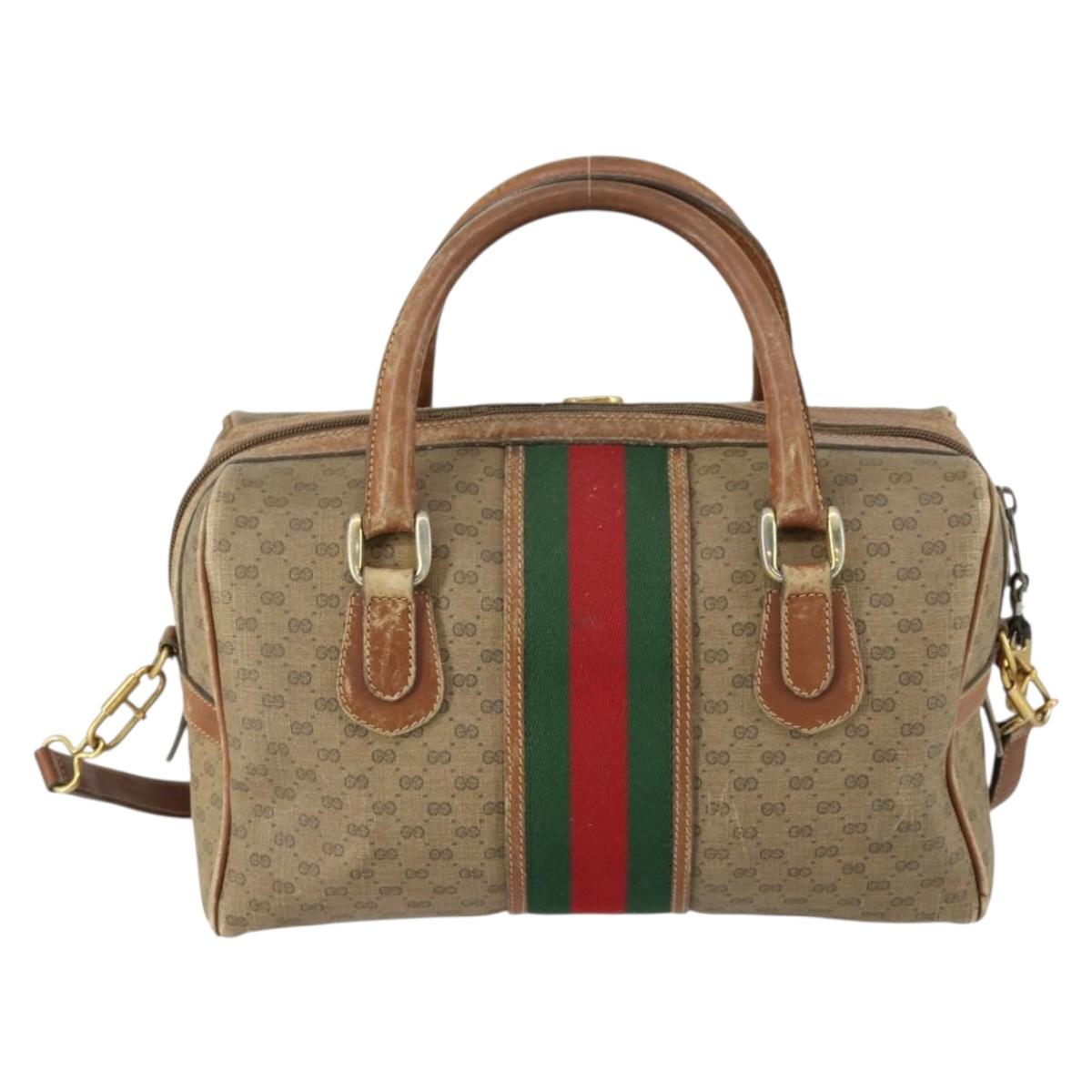 GUCCI Micro GG Supreme Web Sherry Line Bag PVC Beige 002 58 4422 Auth 160595