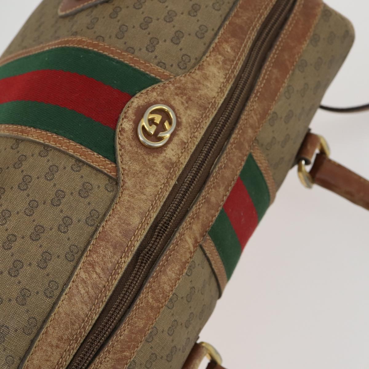 GUCCI Micro GG Supreme Web Sherry Line Bag PVC Beige 002 58 4422 Auth 160595