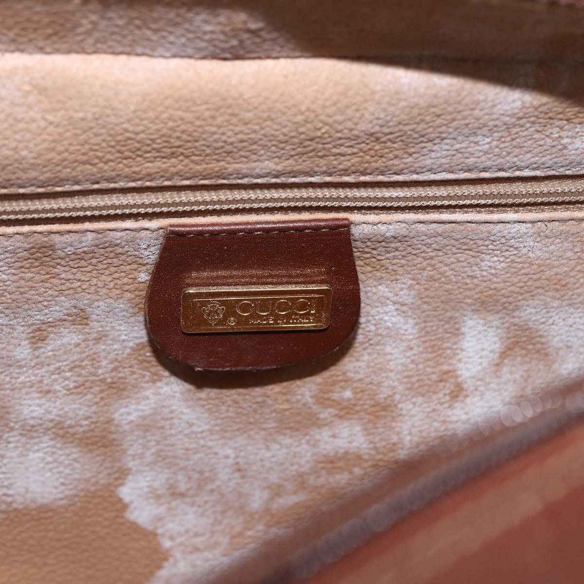 GUCCI Shoulder Bag Leather Canvas Brown Gold Auth 160596