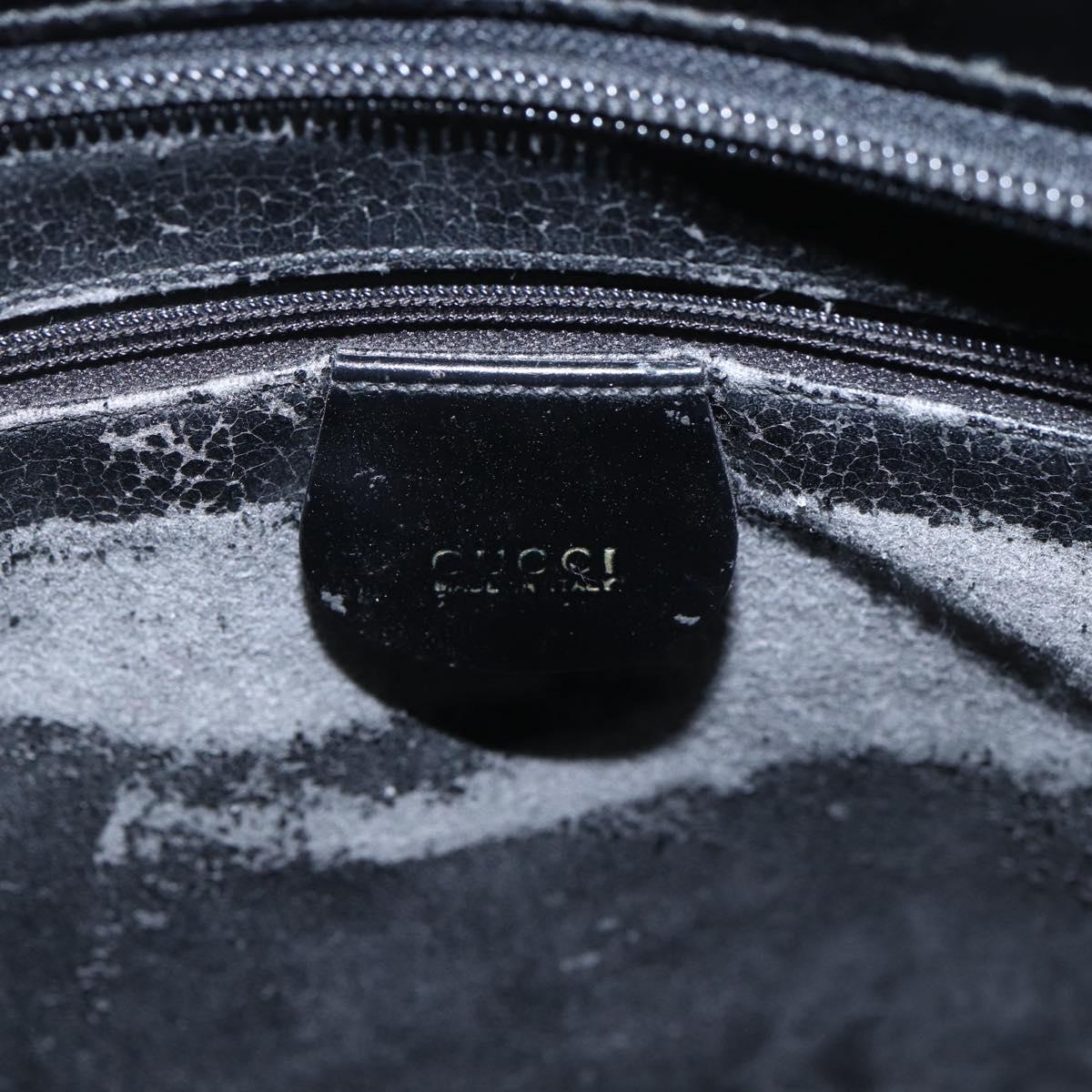 GUCCI Tote Bag Enamel Black Gold Auth 160601