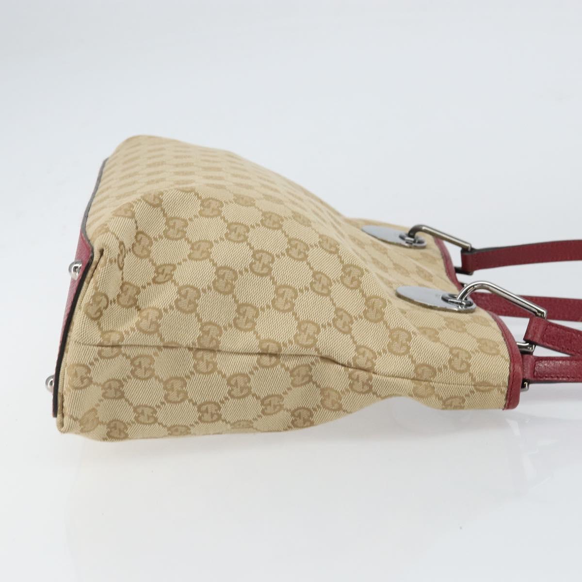 GUCCI GG Canvas Tote Bag Beige Silver 120837 Auth 160606