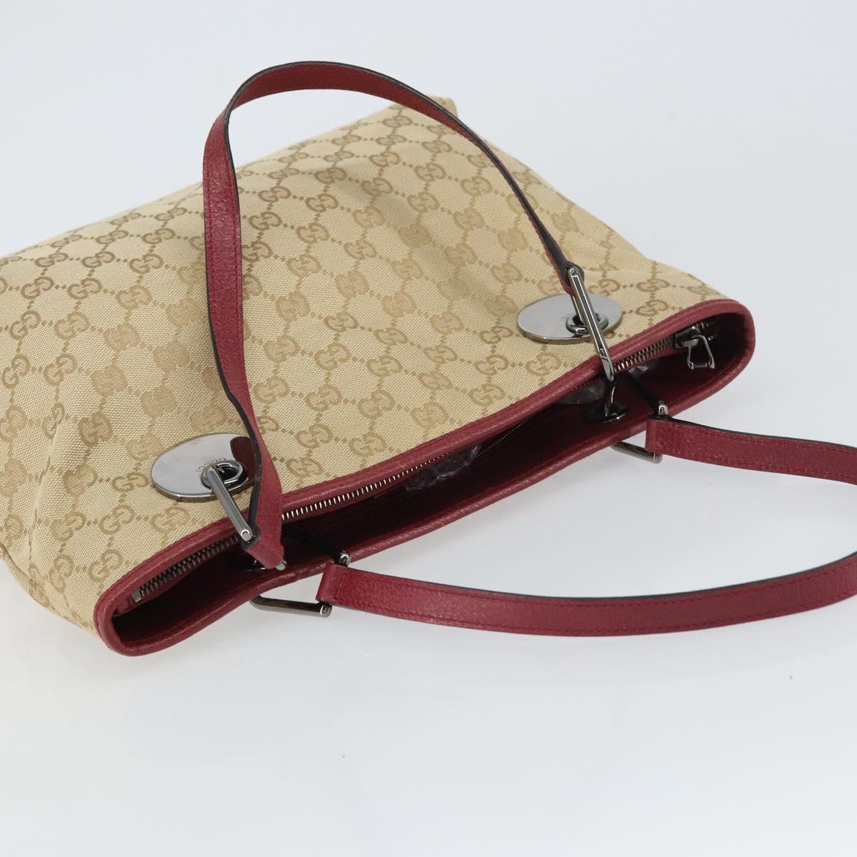 GUCCI GG Canvas Tote Bag Beige Silver 120837 Auth 160606