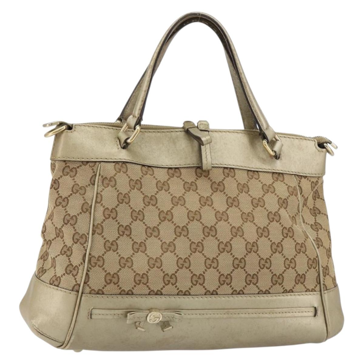 GUCCI GG Canvas Hand Bag Beige Gold 269894 Auth 160609