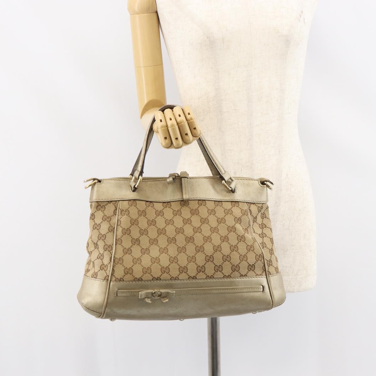 GUCCI GG Canvas Hand Bag Beige Gold 269894 Auth 160609