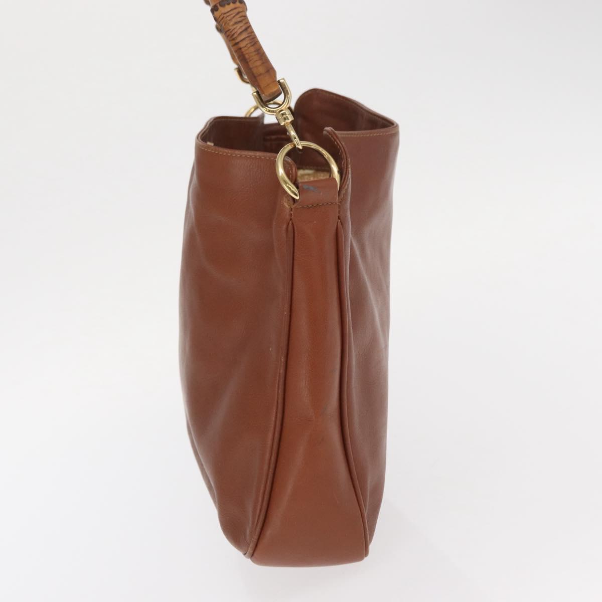 GUCCI Bamboo Hand Bag Leather Brown Gold 001 1638 Auth 160617