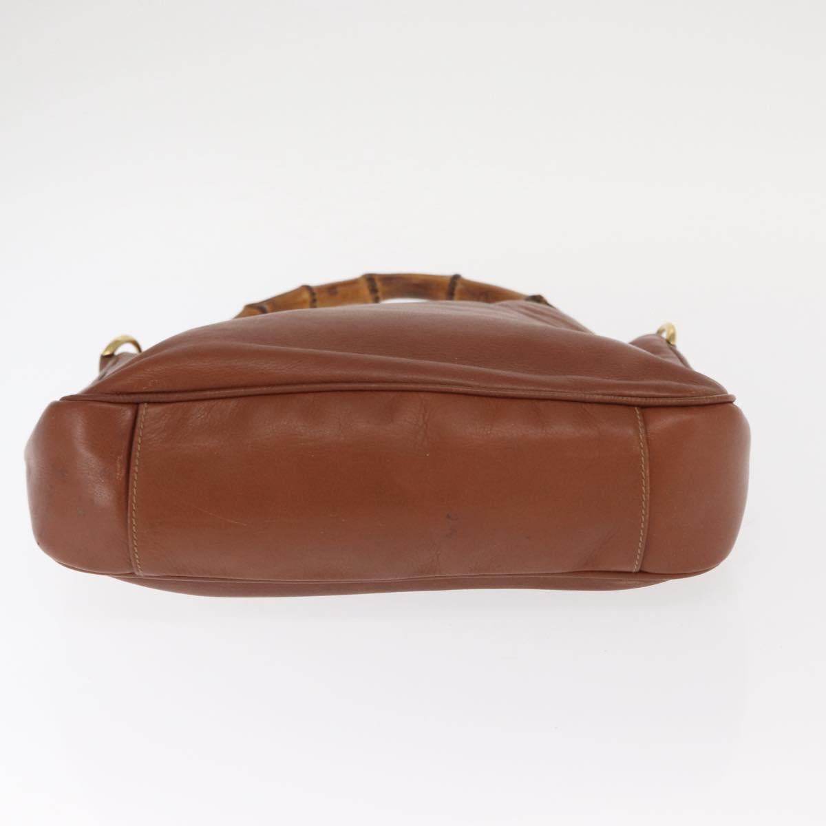 GUCCI Bamboo Hand Bag Leather Brown Gold 001 1638 Auth 160617