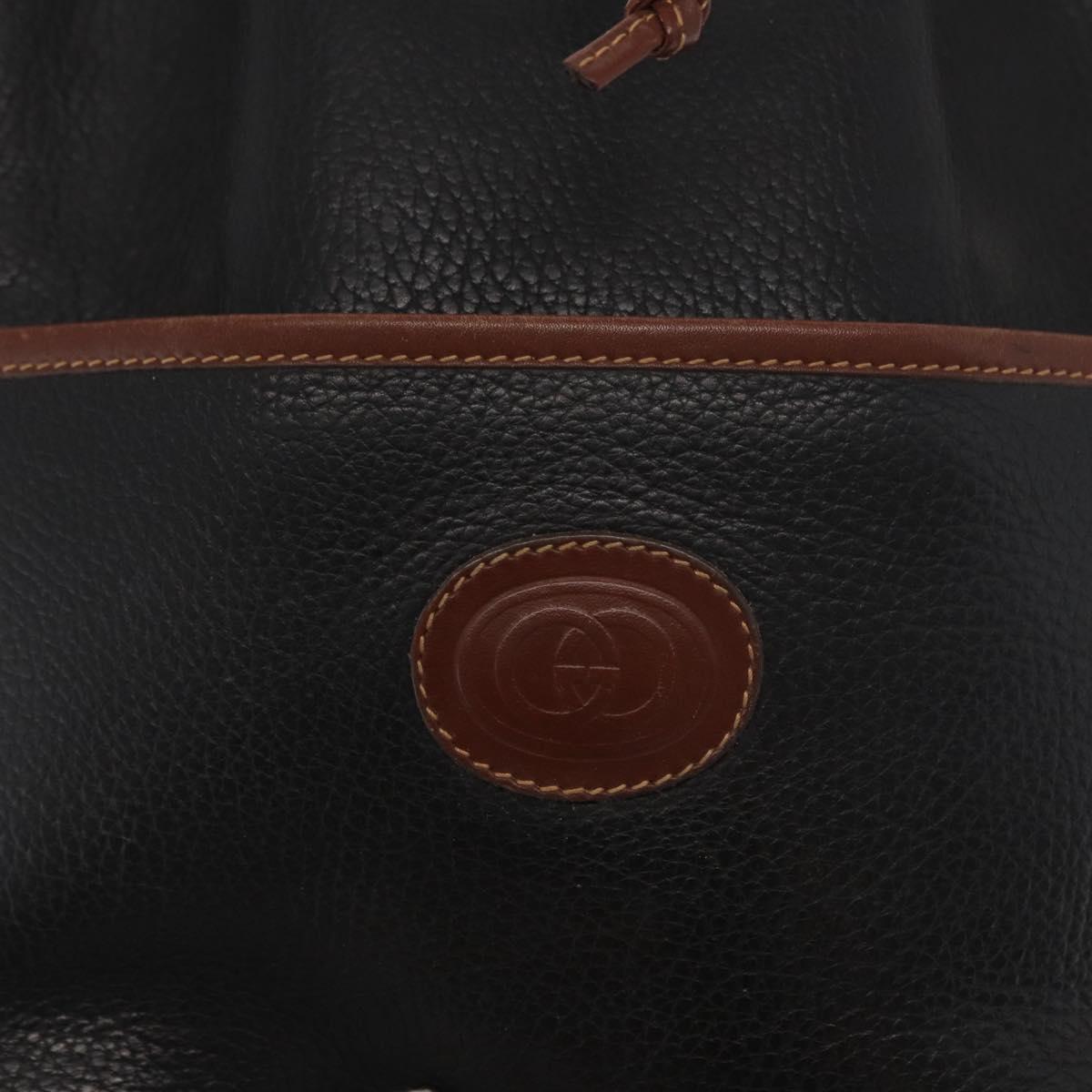 GUCCI Shoulder Bag Leather Black Gold 001 904 0791 Auth 160619