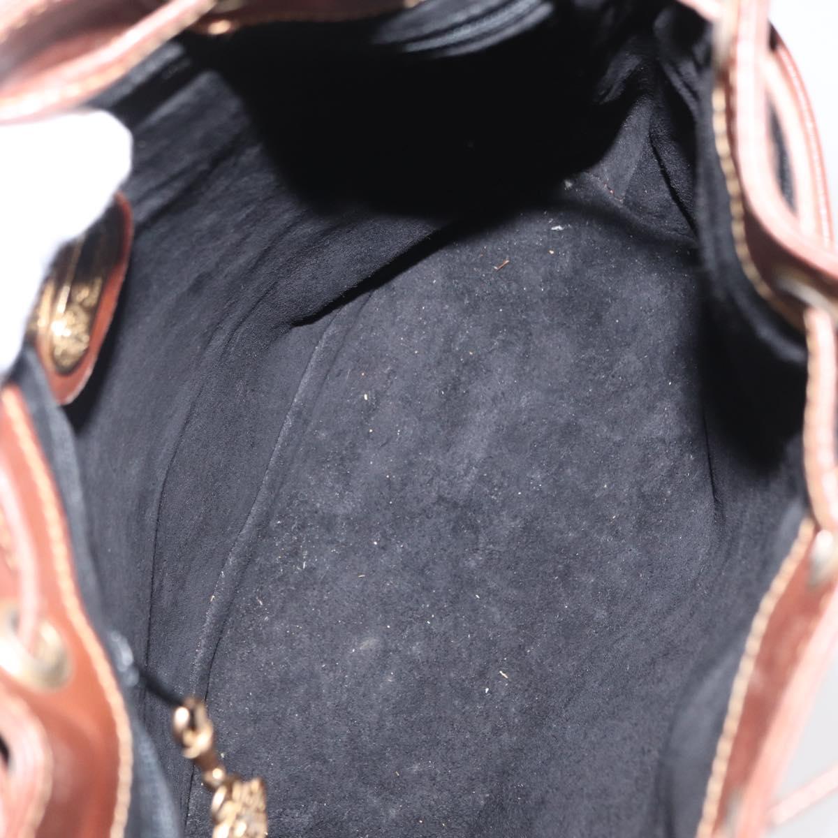 GUCCI Shoulder Bag Leather Black Gold 001 904 0791 Auth 160619