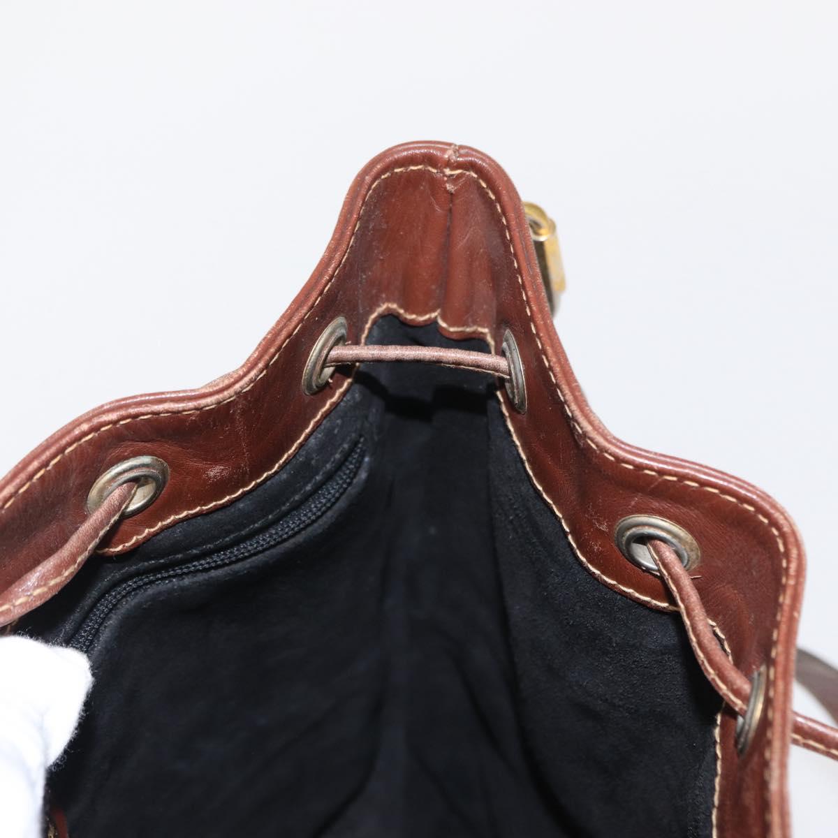 GUCCI Shoulder Bag Leather Black Gold 001 904 0791 Auth 160619