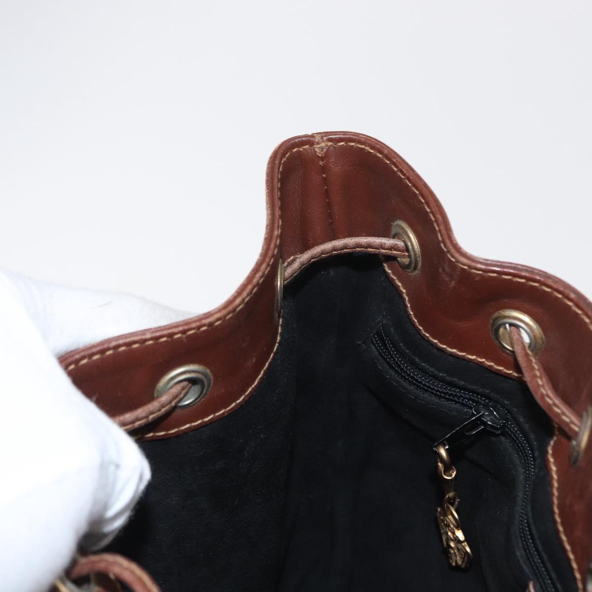 GUCCI Shoulder Bag Leather Black Gold 001 904 0791 Auth 160619