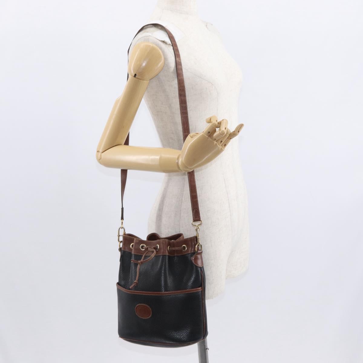 GUCCI Shoulder Bag Leather Black Gold 001 904 0791 Auth 160619