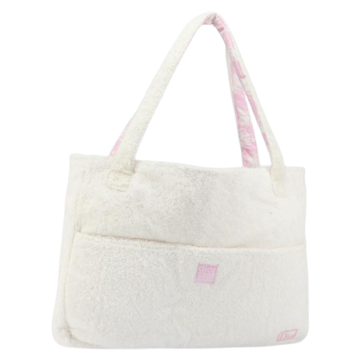 Christian Dior Tote Bag Cotton White Auth 160672
