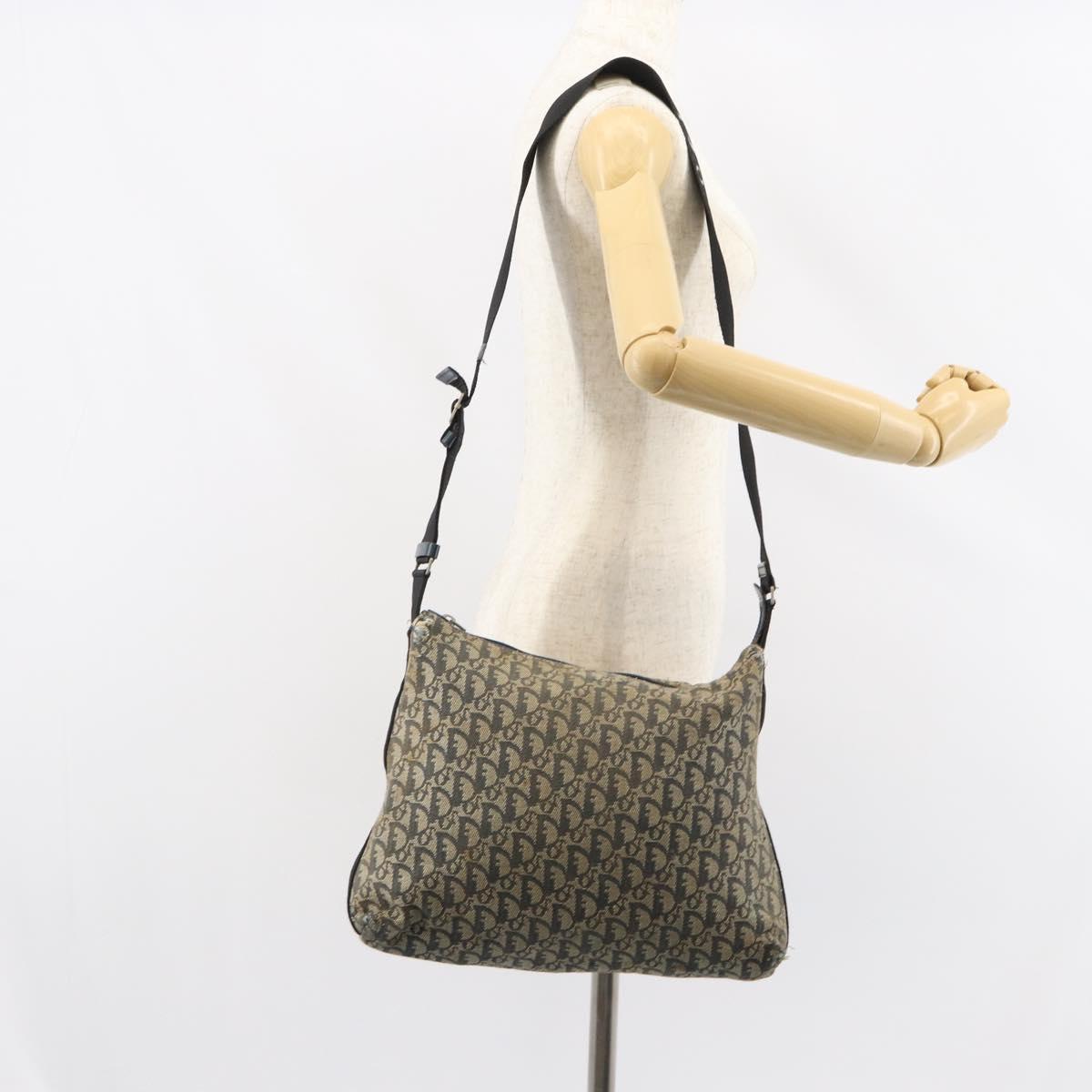 Christian Dior Trotter Canvas Shoulder Bag Navy Silver Auth 160673