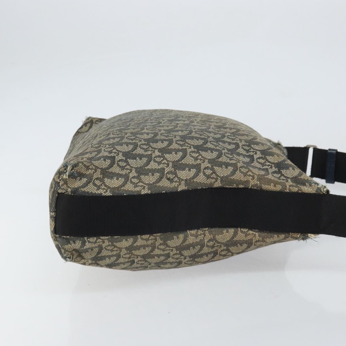 Christian Dior Trotter Canvas Shoulder Bag Navy Silver Auth 160673
