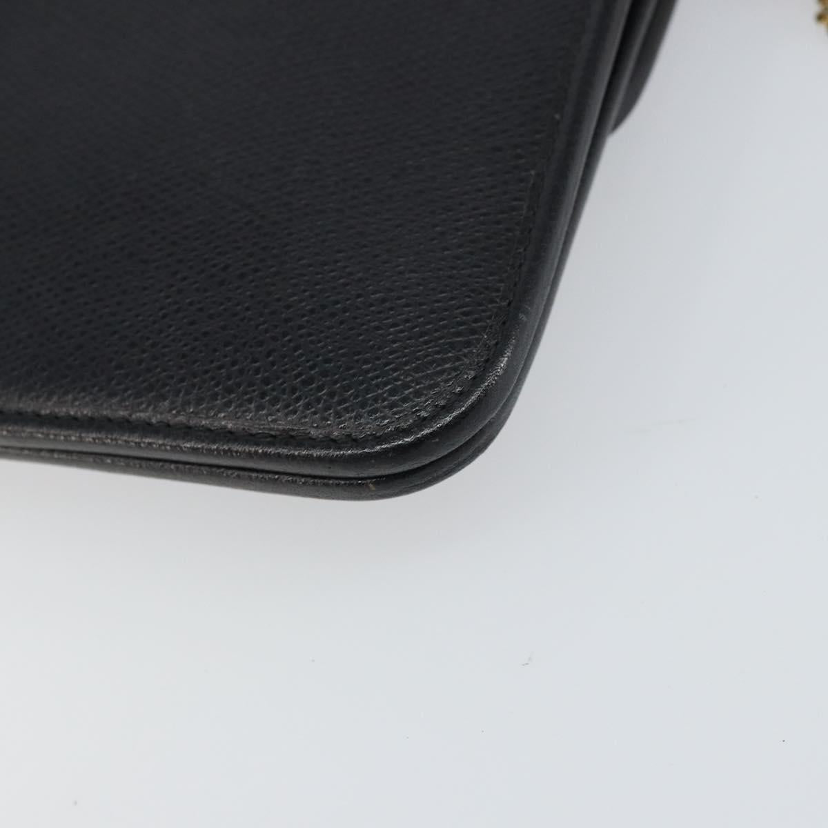 Christian Dior Chain Shoulder Bag Leather Black Gold Auth 160675