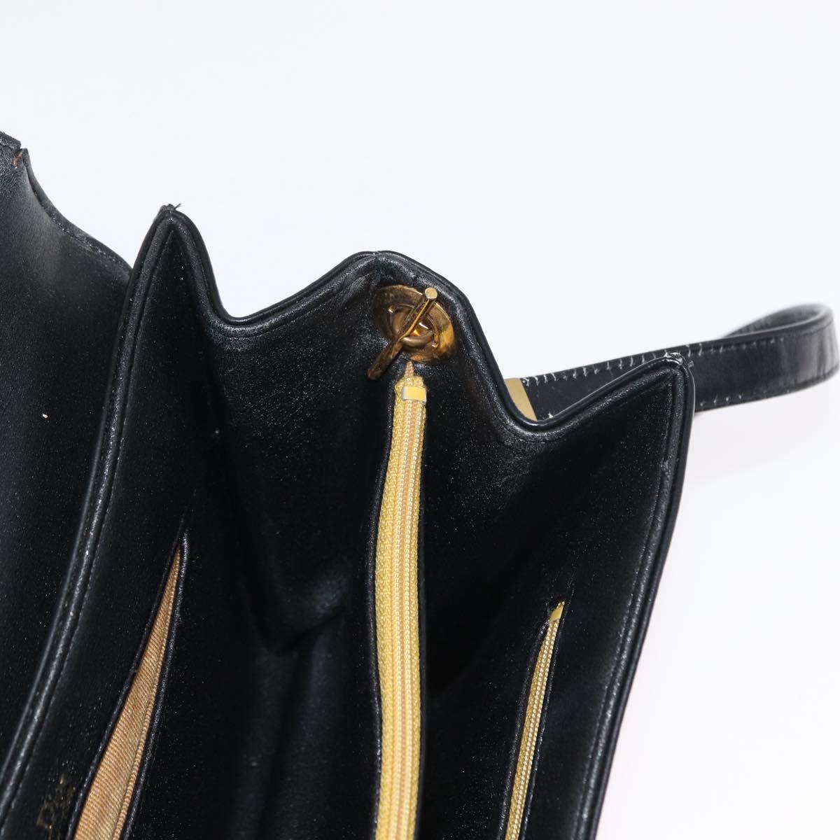 Christian Dior Shoulder Bag Leather Black Gold Auth 160676