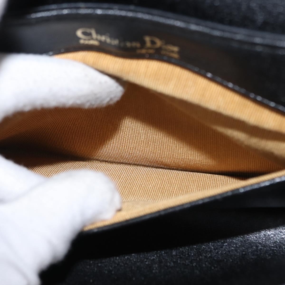 Christian Dior Shoulder Bag Leather Black Gold Auth 160676