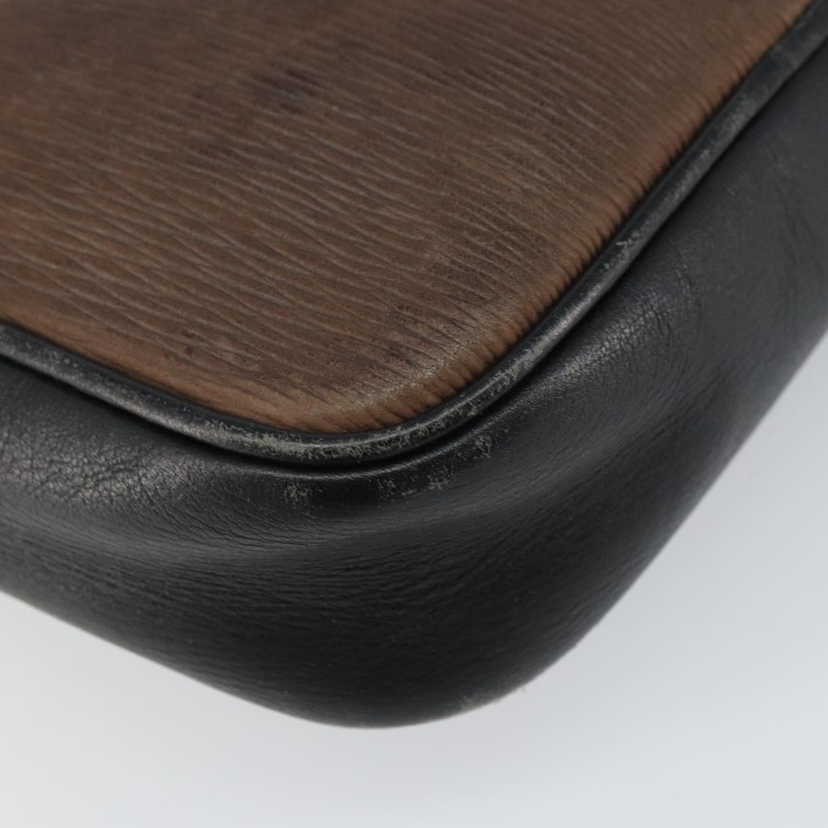 LOEWE Shoulder Bag Leather Black Gold Auth 160679