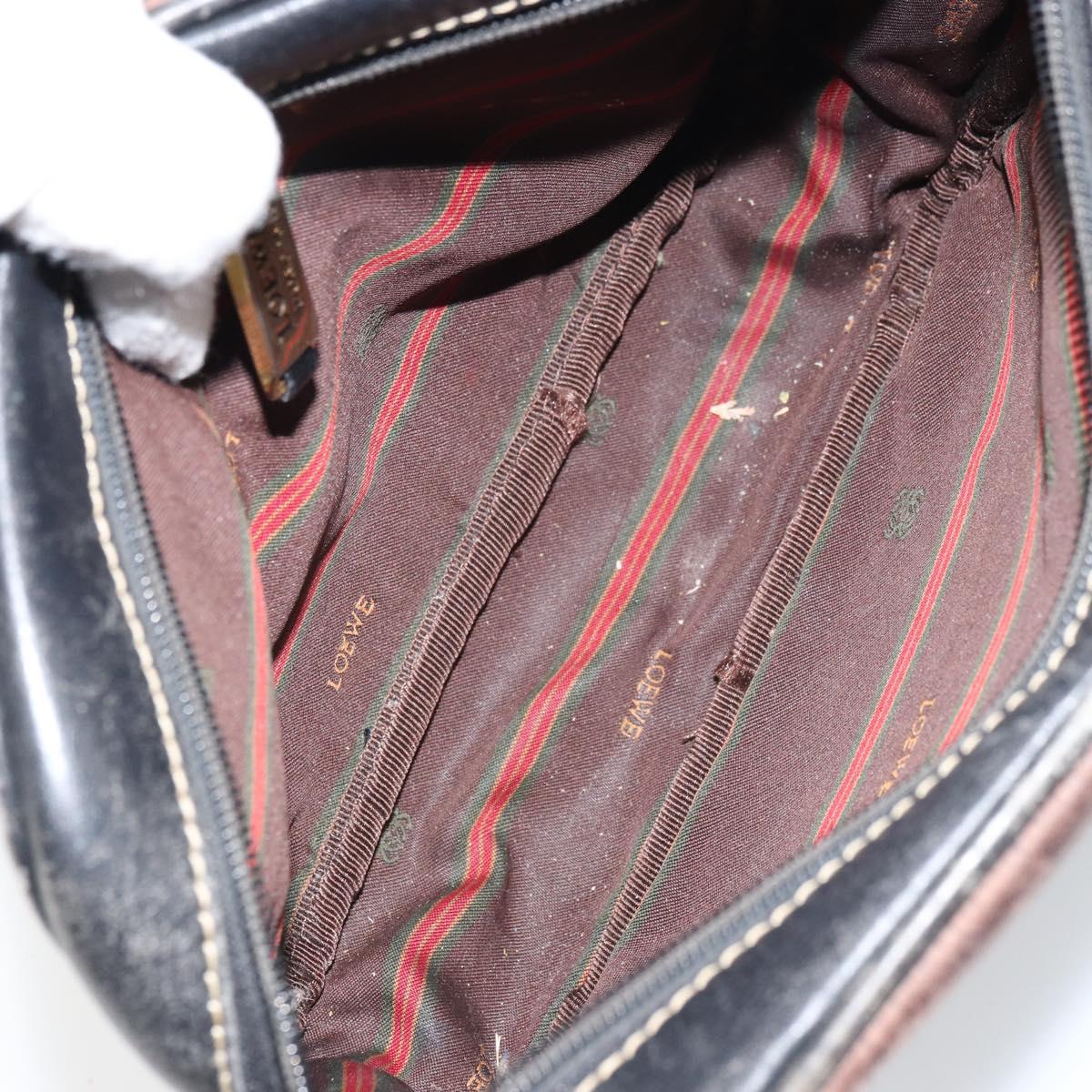 LOEWE Shoulder Bag Leather Black Gold Auth 160679